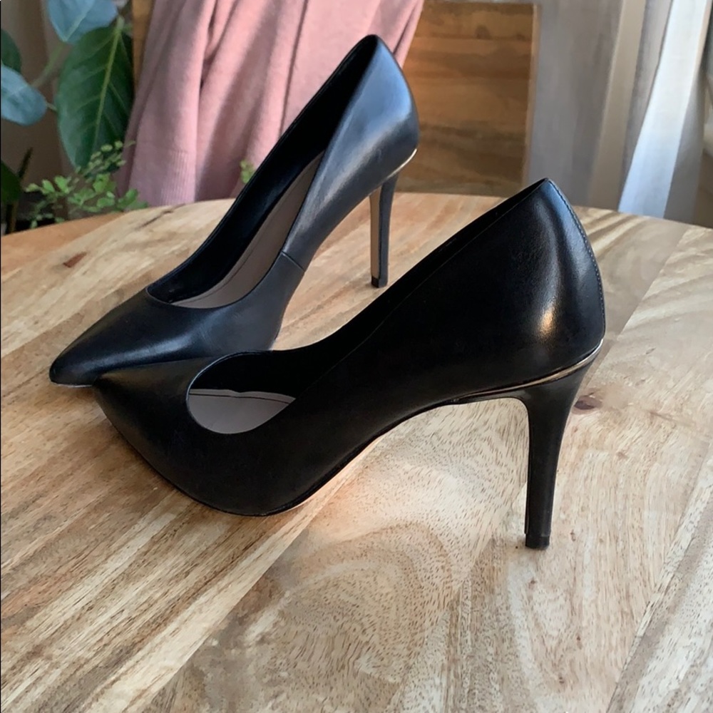 Aldo black pumps with gold accent